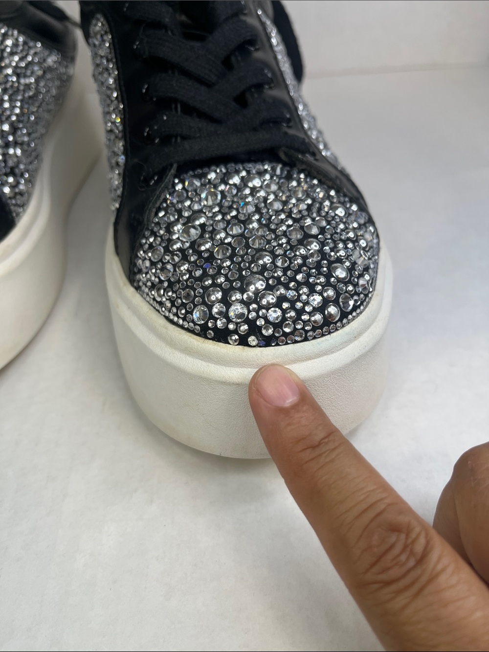 Michael Kors Black and Silver Crystal-Embellished Platform Sneakers - Picture 12 of 13